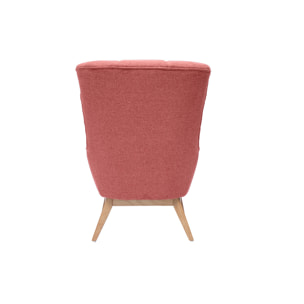 Fauteuil scandinave en tissu effet velours texturé terracotta et bois clair BRODY