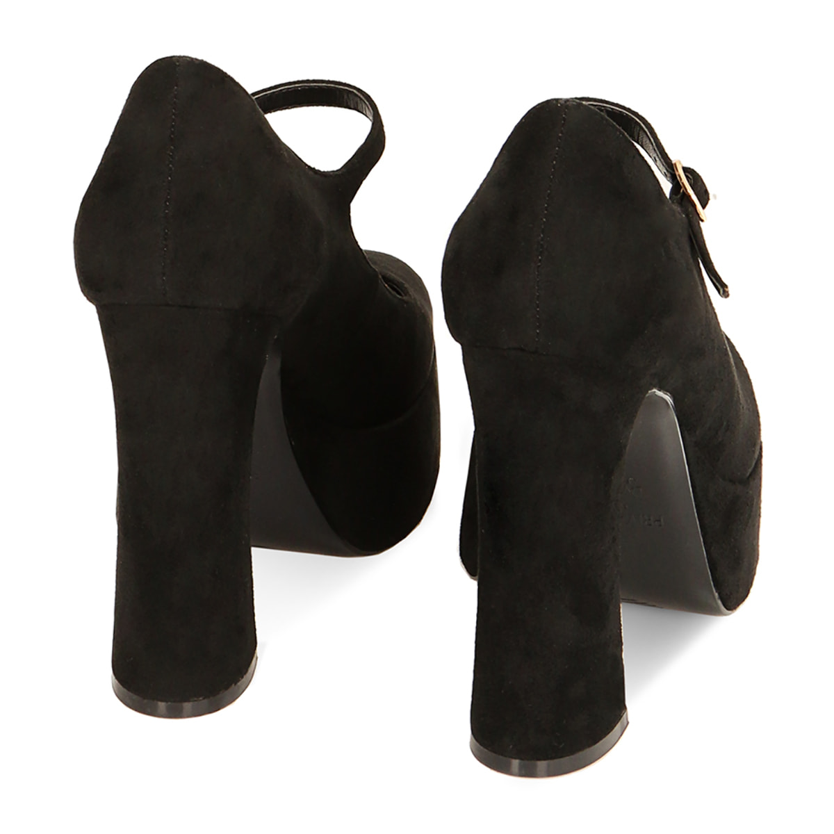 Décolleté platform nere in microfibra, tacco 11,5 cm