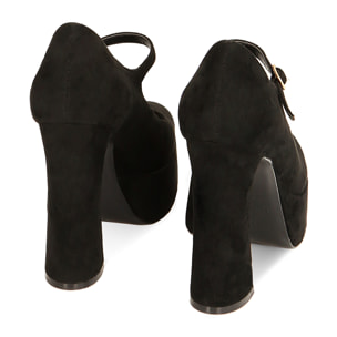 Décolleté platform nere in microfibra, tacco 11,5 cm