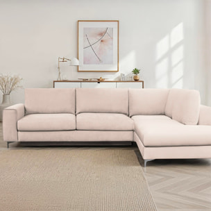 Canapé d'Angle Droit Velours Fiesole, 3 Places, Couchage Intégré, Coffre de Rangement, Housse Déhoussable