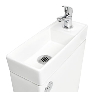 Brevis kit WC à poser sans bride en céramique + robinet eau froide S-Line Pro + tuyau de raccordement Siko (SATBRE34)