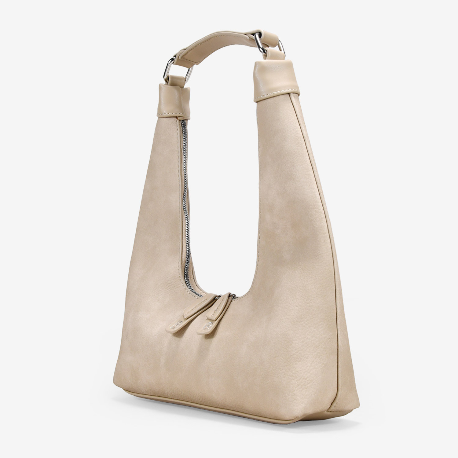 Bolso de hombro arena con cremallera