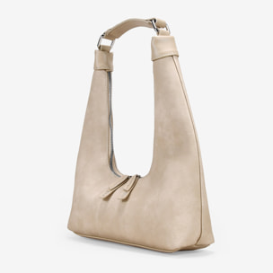 Bolso de hombro arena con cremallera