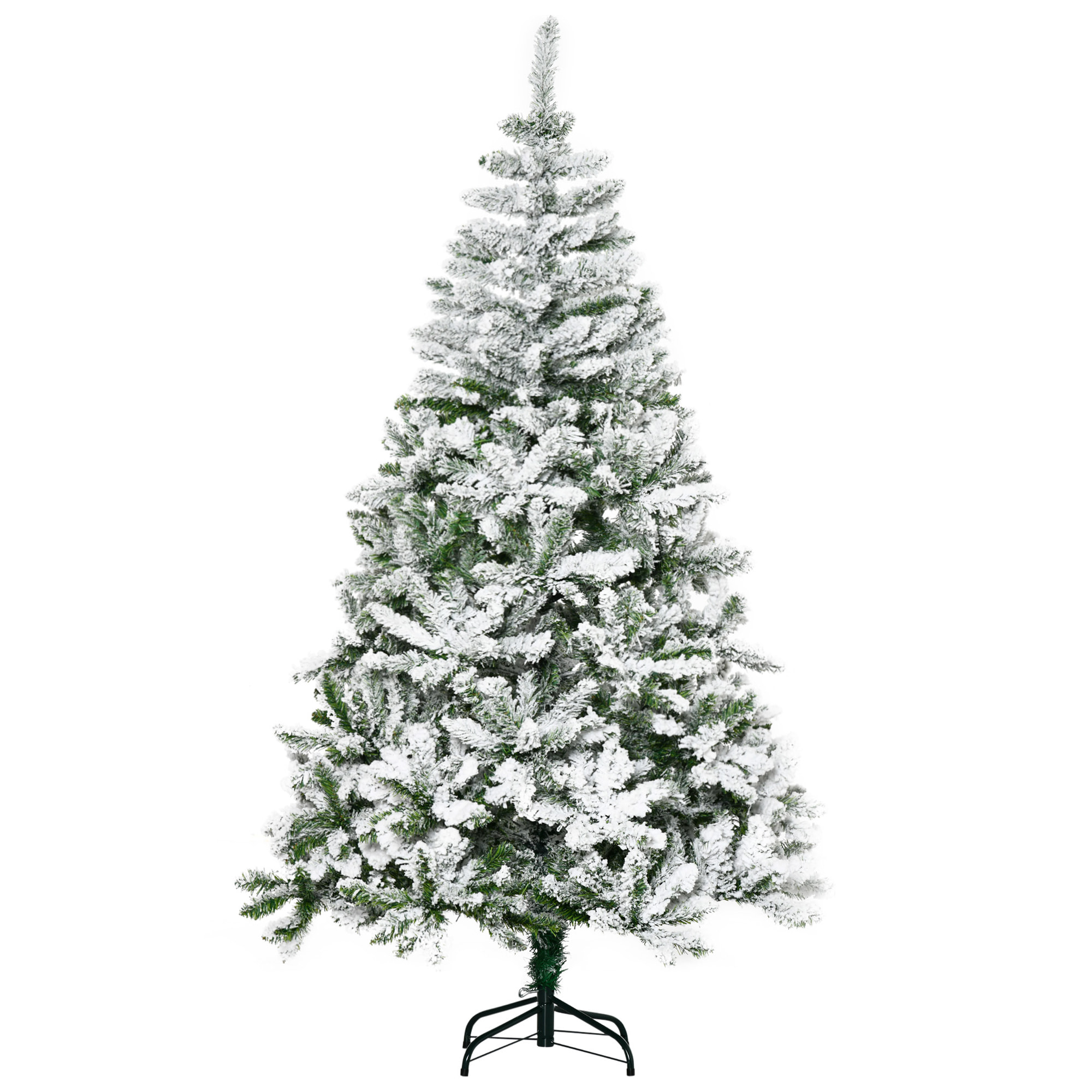 árbol de Navidad Artificial 180cm con Nieve Ignífugo con 750 Ramas Hojas de PVC