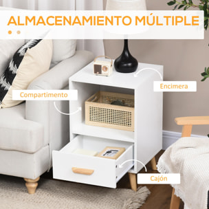 Mesa Auxiliar Moderna Mesita de Noche con 1 Cajón y Compartimiento de Almacenamiento Mesilla de Noche para Salón Dormitorio Cama 40x40x62 cm Blanco