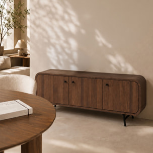 Meuble TV 3 portes effet bois marron OREE