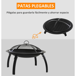 Brasero Exterior para Calefacción Barbacoa Terraza Patio Jardín Ø56 cm Negro