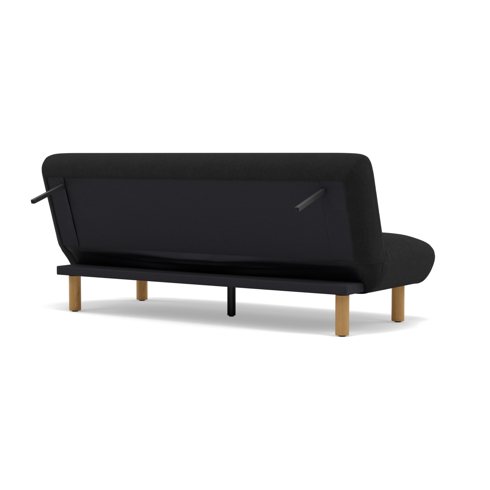 Soan - Banquette 2 places convertible clic-clac en velours texturé - Noir