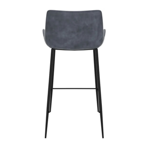 Lot de 2 chaises pour îlot central 65 cm en synthétique gris/noir - Pirata