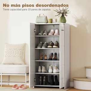 Mueble Zapatero, Armario para Zapatos Moderno con Estantes Ajustables, para 10 Pares de Zapatos, Zapatero para Pasillo, Recibidor, 55x36x108 cm, Blanco Brillo