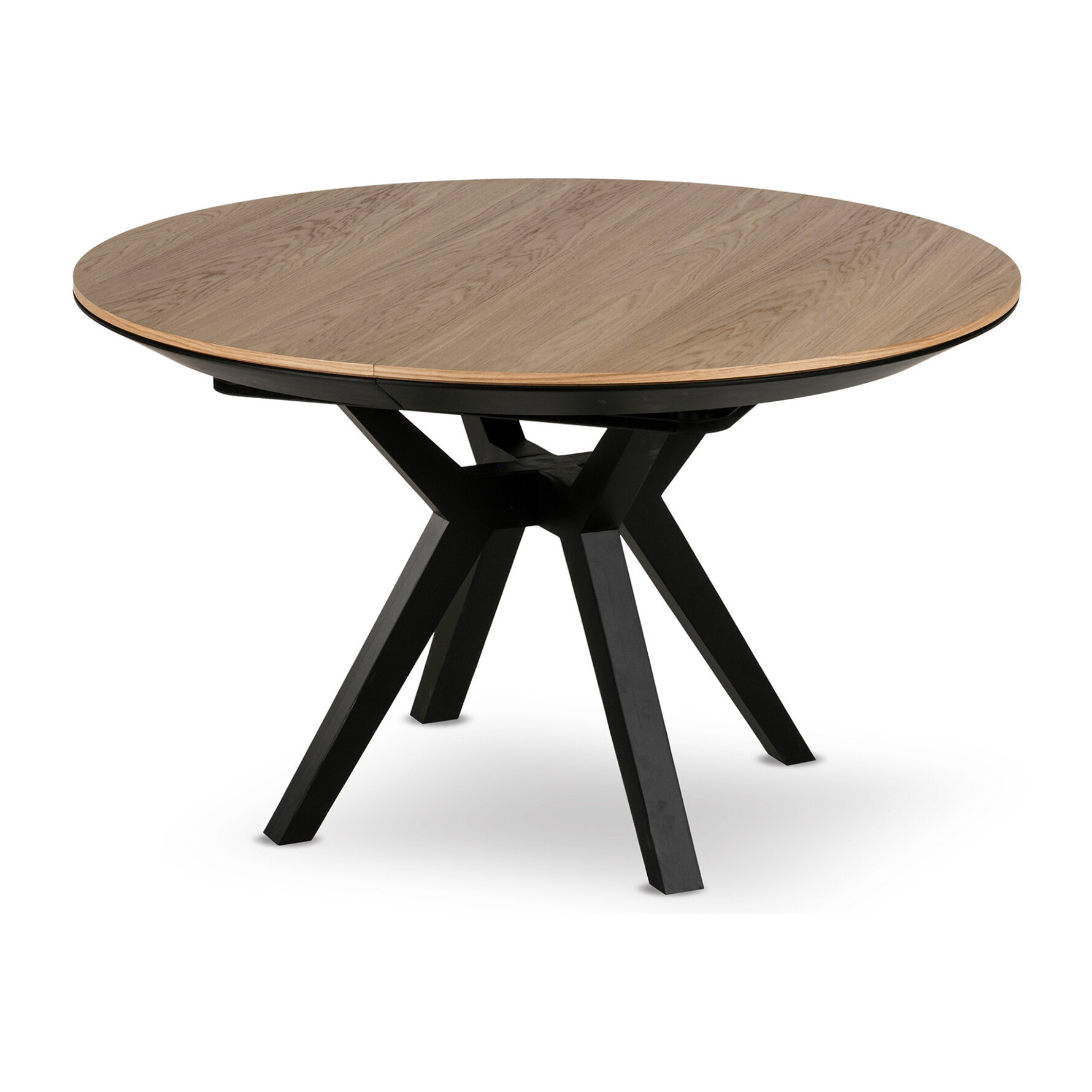 Pampa - table à manger ronde extensible - bois et noir - 4 à 6 personnes - Noir / Bois