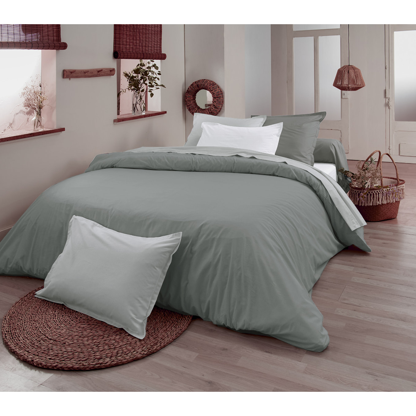 Drap plat en 100% coton biologique - Marron Clair