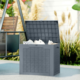 Coffre de jardin 93L dim. 56 x 41 x 50 cm effet rotin et bois gris