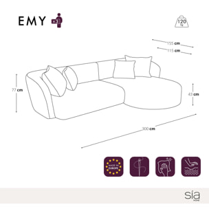 Canapé d'angle droit EMY Velours