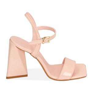 Sandali rosa in vernice, tacco 10 cm