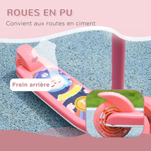 Trottinette pour enfants trottinette 3 roues lumineuses LED hauteur guidon réglable  frein à friction arrière rose