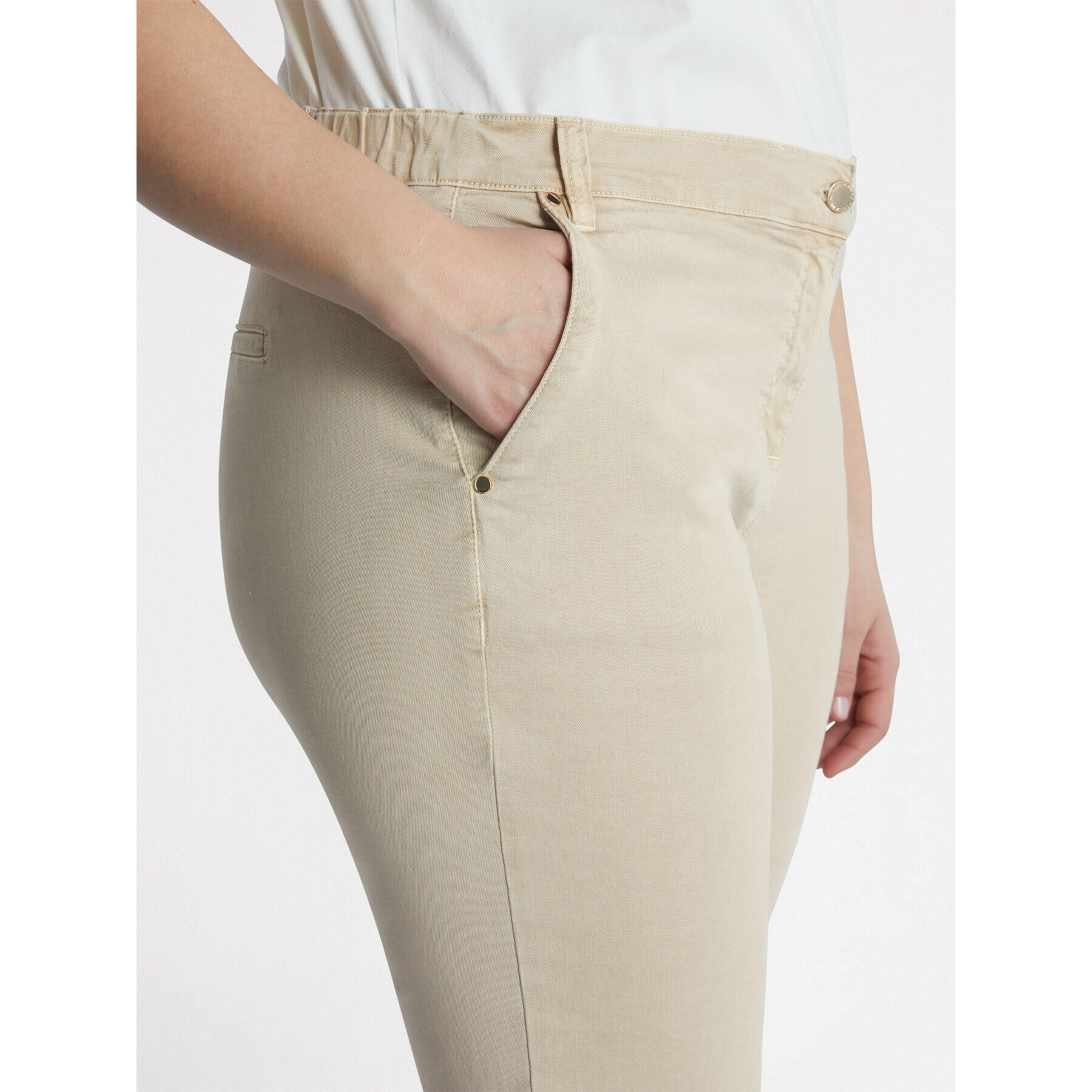 Fiorella Rubino - Pantalón chino de algodón elástico - Beige