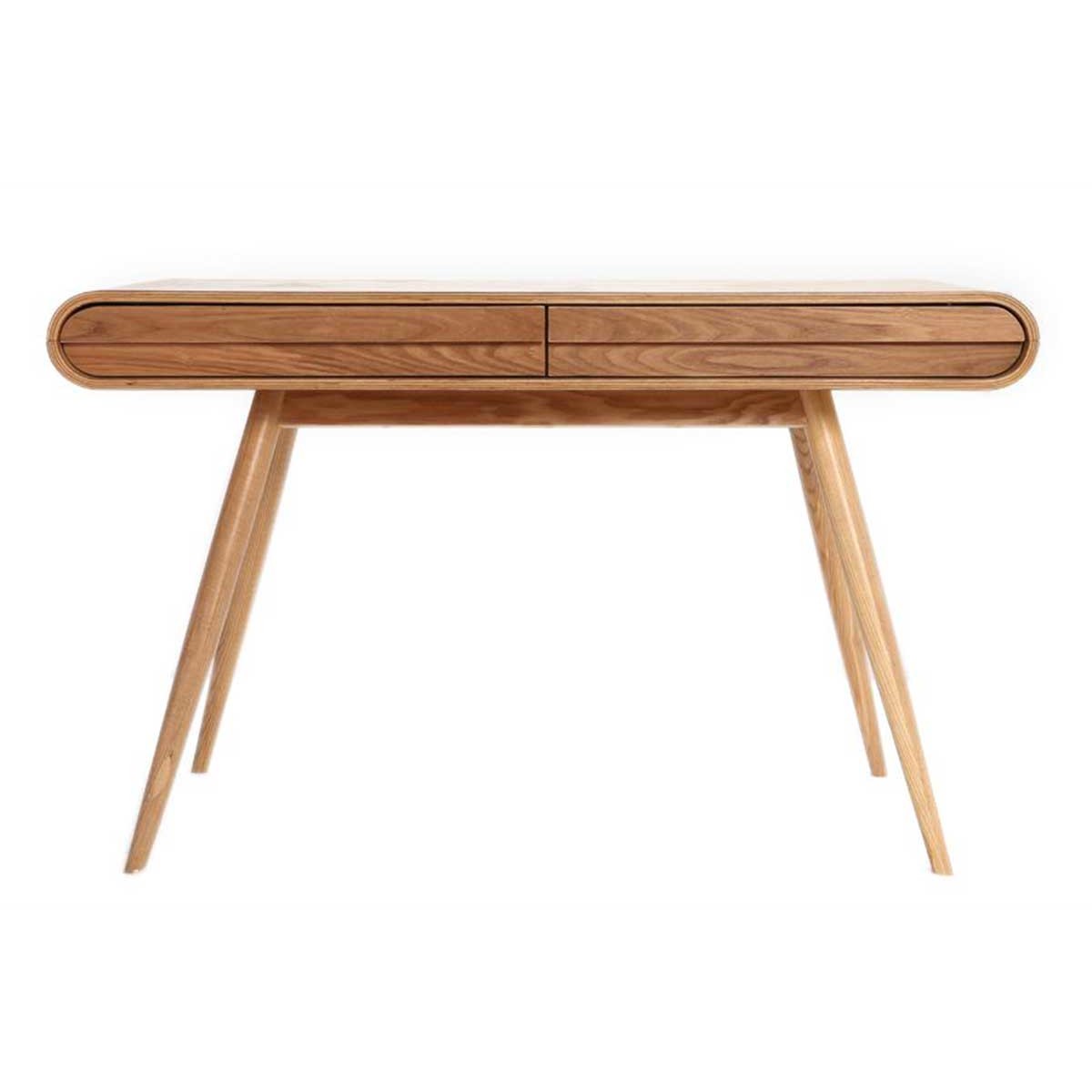 Bureau avec rangements 2 tiroirs scandinave bois clair L120 cm BJORG