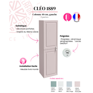 Colonne de salle de bain Cléo 1889 rose pâle velours version gauche