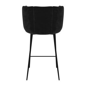 Lot de 2 chaises pour îlot central 67 cm en velours noir - Rosy