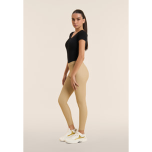 Leggings 7/8 in tessuto coated elasticizzato vita regular