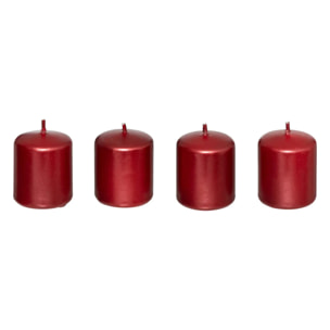 Lot de 4 bougies votives 160g satin rouge