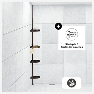 Étagère de douche télescopique rectangle noir "Blackalu"