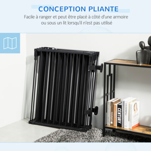 Barrière de sécurité - parc enclos chien modulable pliable - porte verrouillable - 8 panneaux acier et PP - dim. 482,5L max. x 76H cm noir