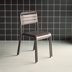 Lot de 2 chaises de jardin acier. 2 places. anthracite. Amelia. L44 x P52 x H79cm