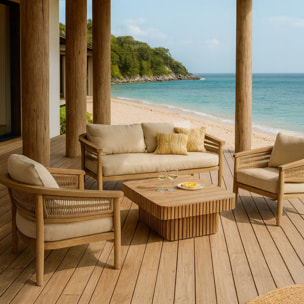 Salon de jardin en bois d'acacia 4 places MAUI