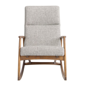 Sillón Angel Cerdá mecedora con reposabrazos tapizado en tela en gris con estructura y patas en madera chapada en nogal natural 68x90x96cm