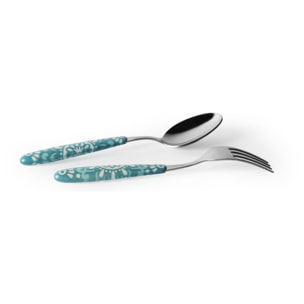 Set 24 Posate, 6 Cucchiai, 6 Forchette, 6 Coltelli, 6 Cucchiaini Excelsa- Mandala, Acciaio Blu