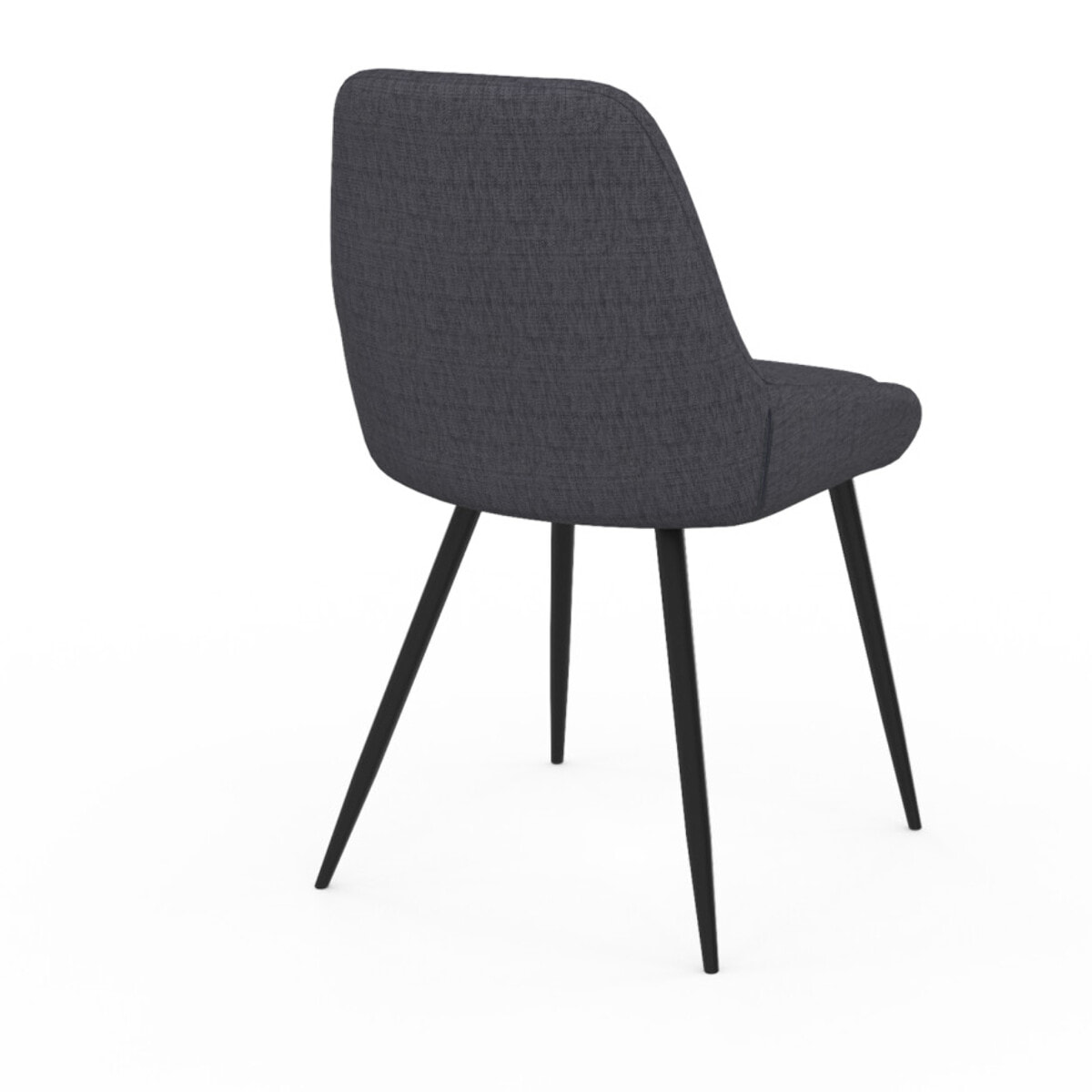 Chaises Ornella tissu gris foncé pieds métal noirs - lot de 2