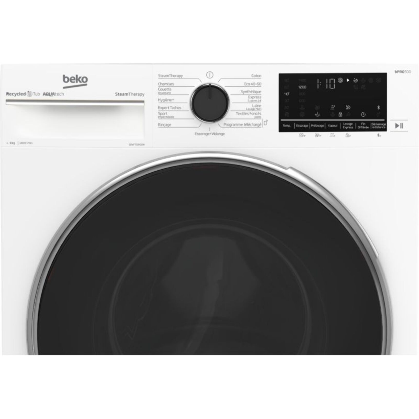 Lave linge hublot BEKO B5WFT59418W Technologie Aquatech