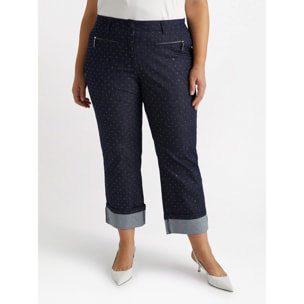 Fiorella Rubino - Vaqueros cropped con microtachuelas - Azul