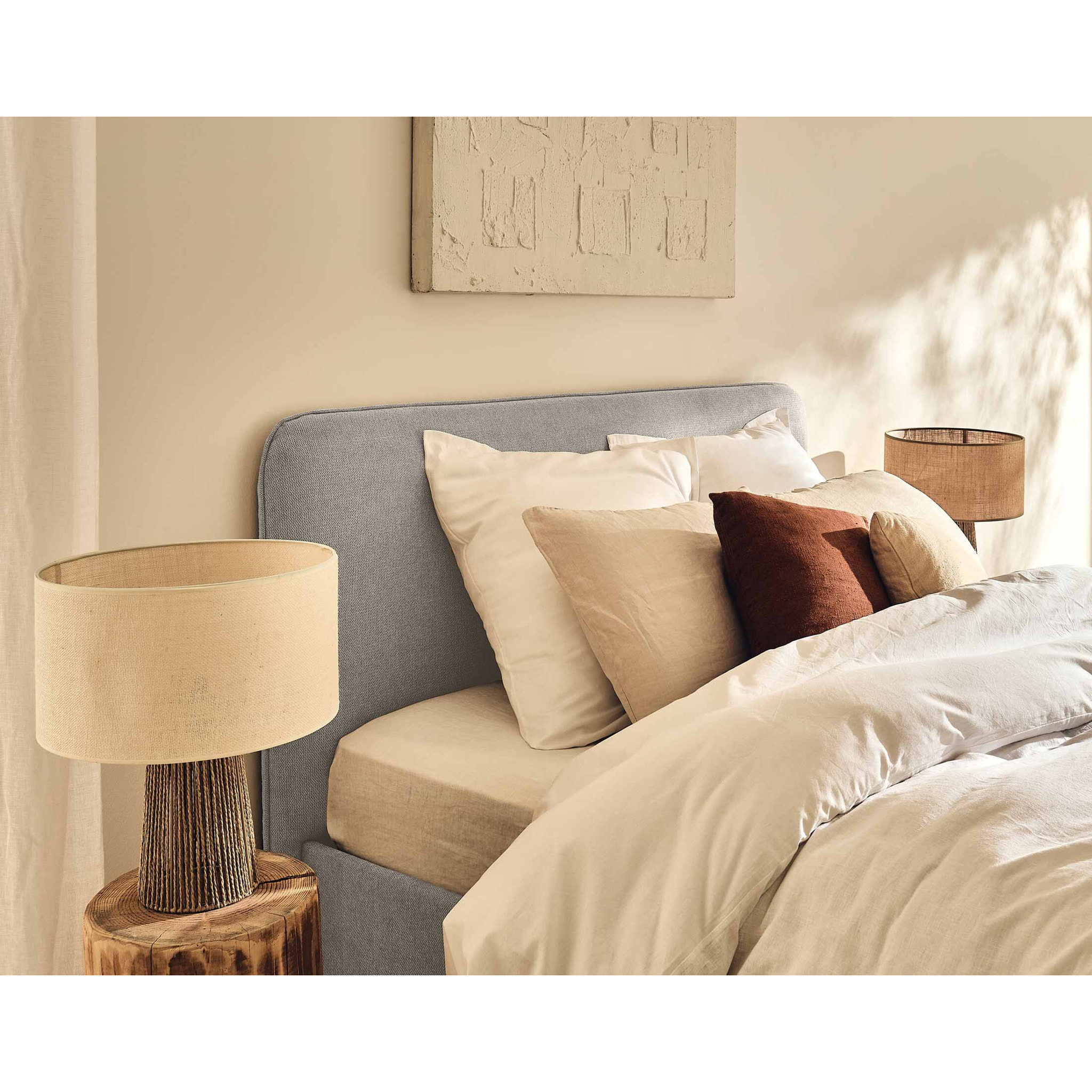 Goyave - lit coffre - 140x190 - en tissu - sommier inclus - Gris