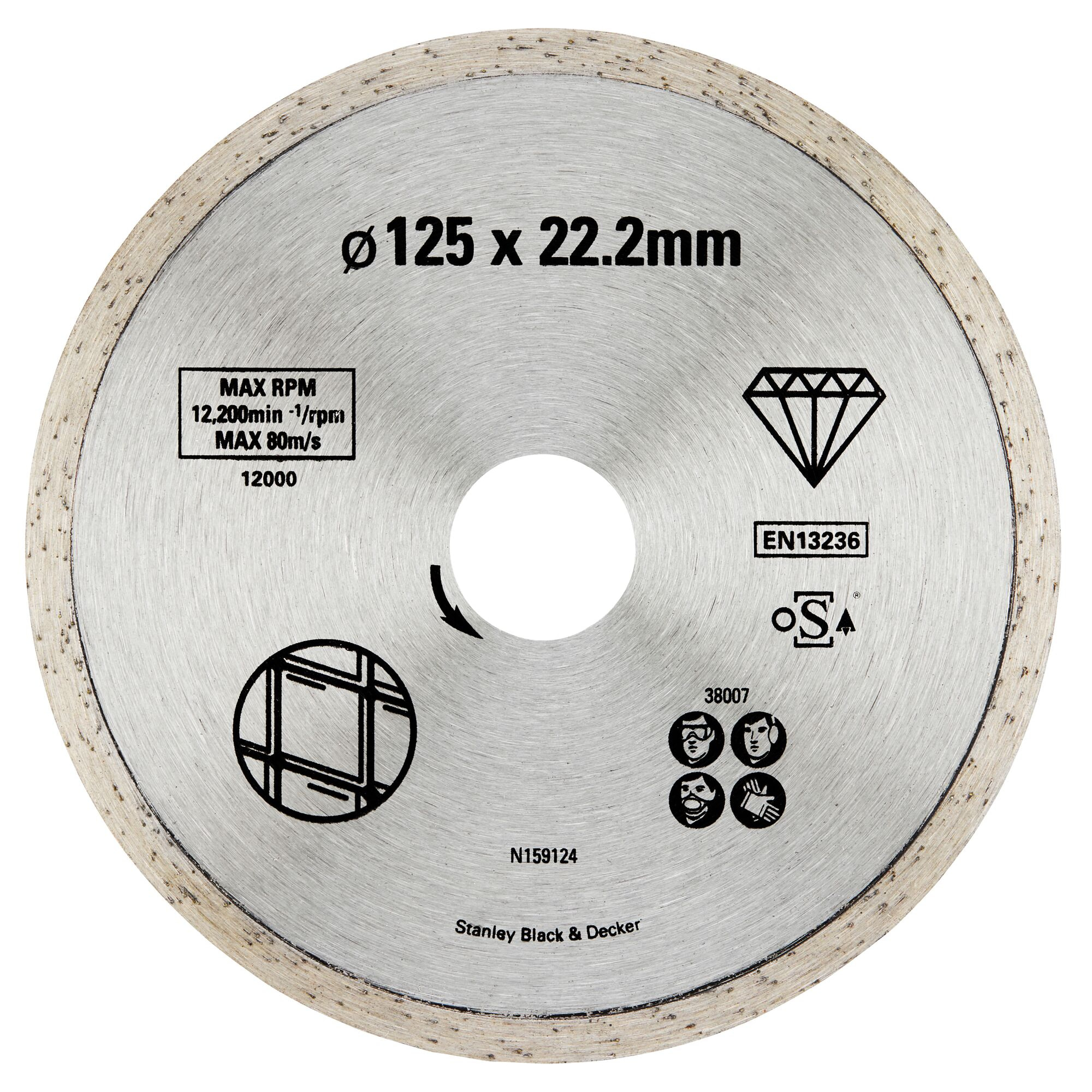 Stanley Disque diamant à bord continu pour carrelage 125x22.2