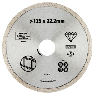 Stanley Disque diamant à bord continu pour carrelage 125x22.2