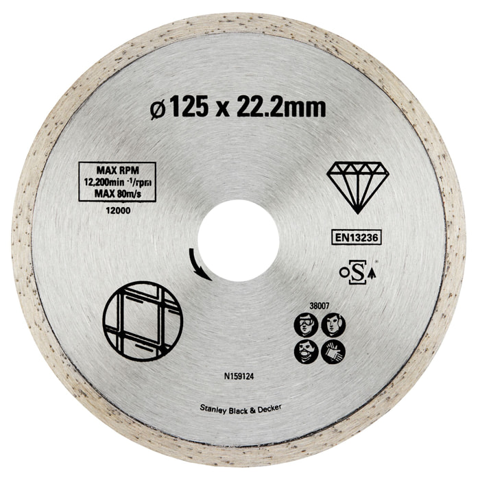Stanley Disque diamant à bord continu pour carrelage 125x22.2