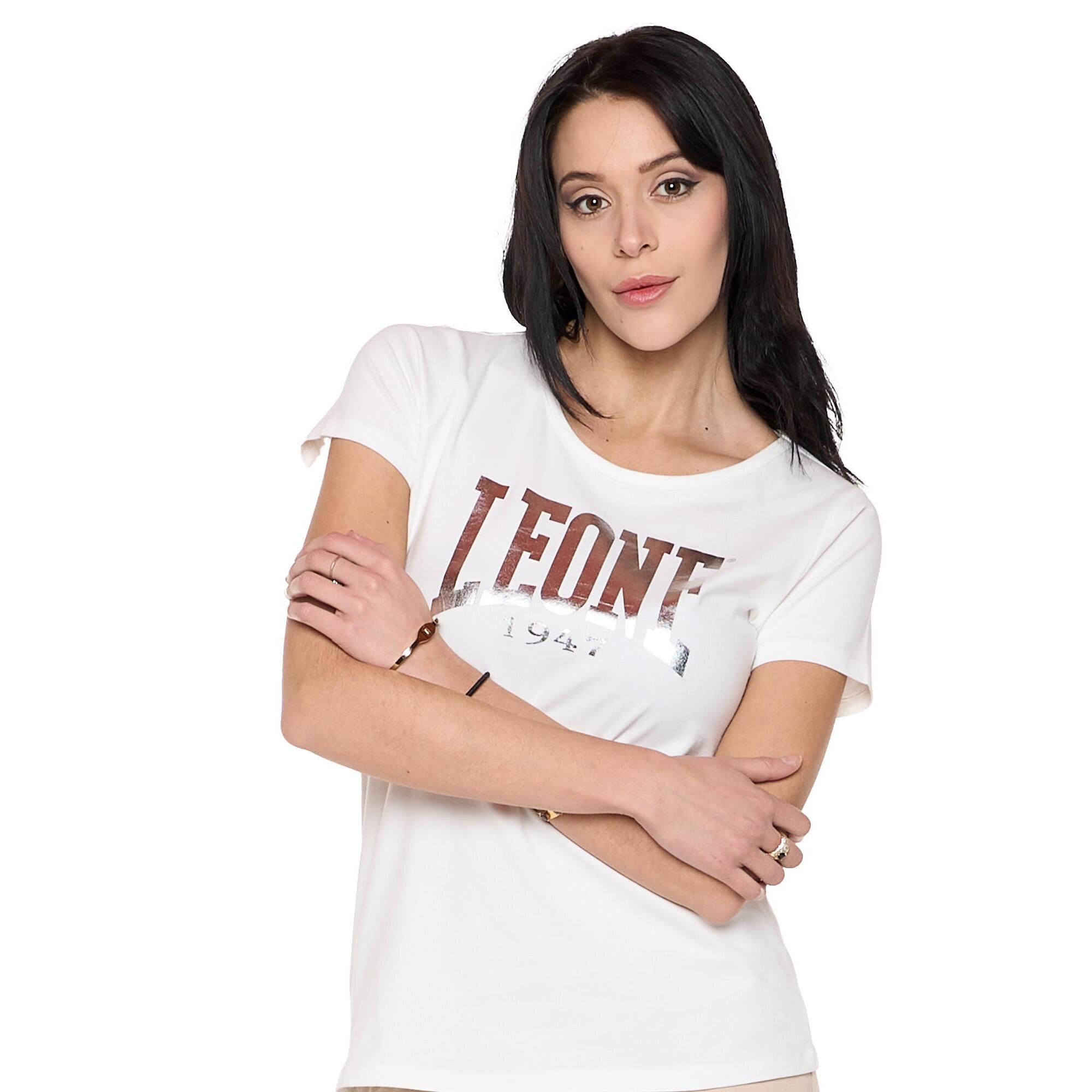 Camiseta de manga corta para mujer con logo grande 'Plata'