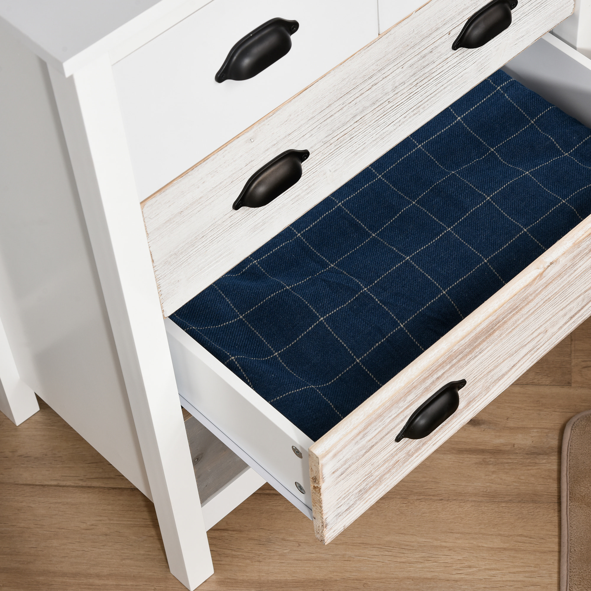 Cómoda con 5 Cajones Cómoda para Dormitorio Moderno con Diseño Anti-vuelco Cajonera para Salón Pasillo 70x38x85 cm Blanco