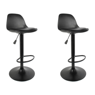 Tabouret De Bar Isak Noir - Lot De 2