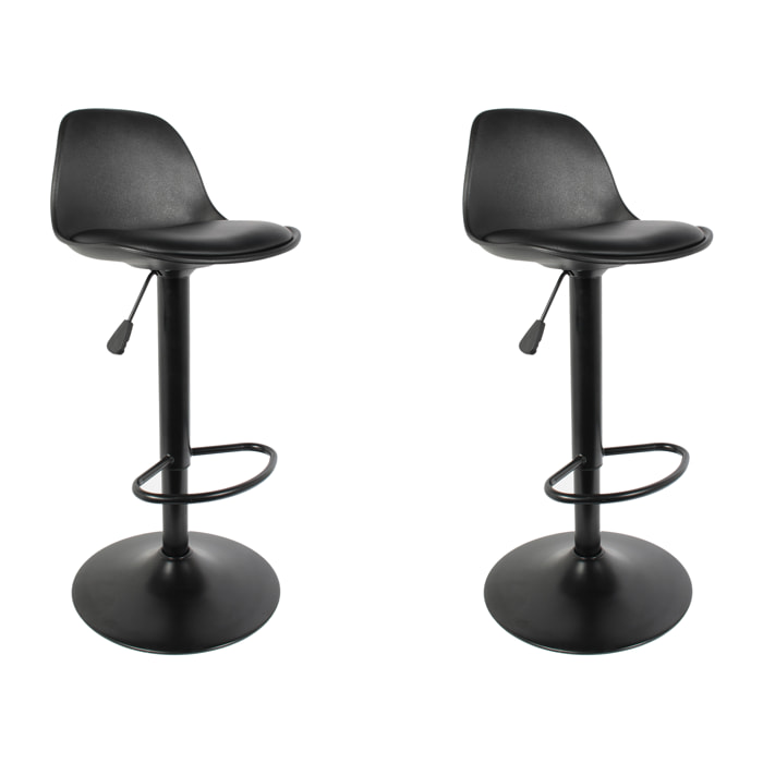 Tabouret De Bar Isak Noir - Lot De 2