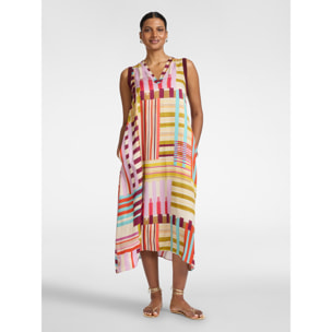 Elena Mirò - Vestido largo en raso estampado - Rosa