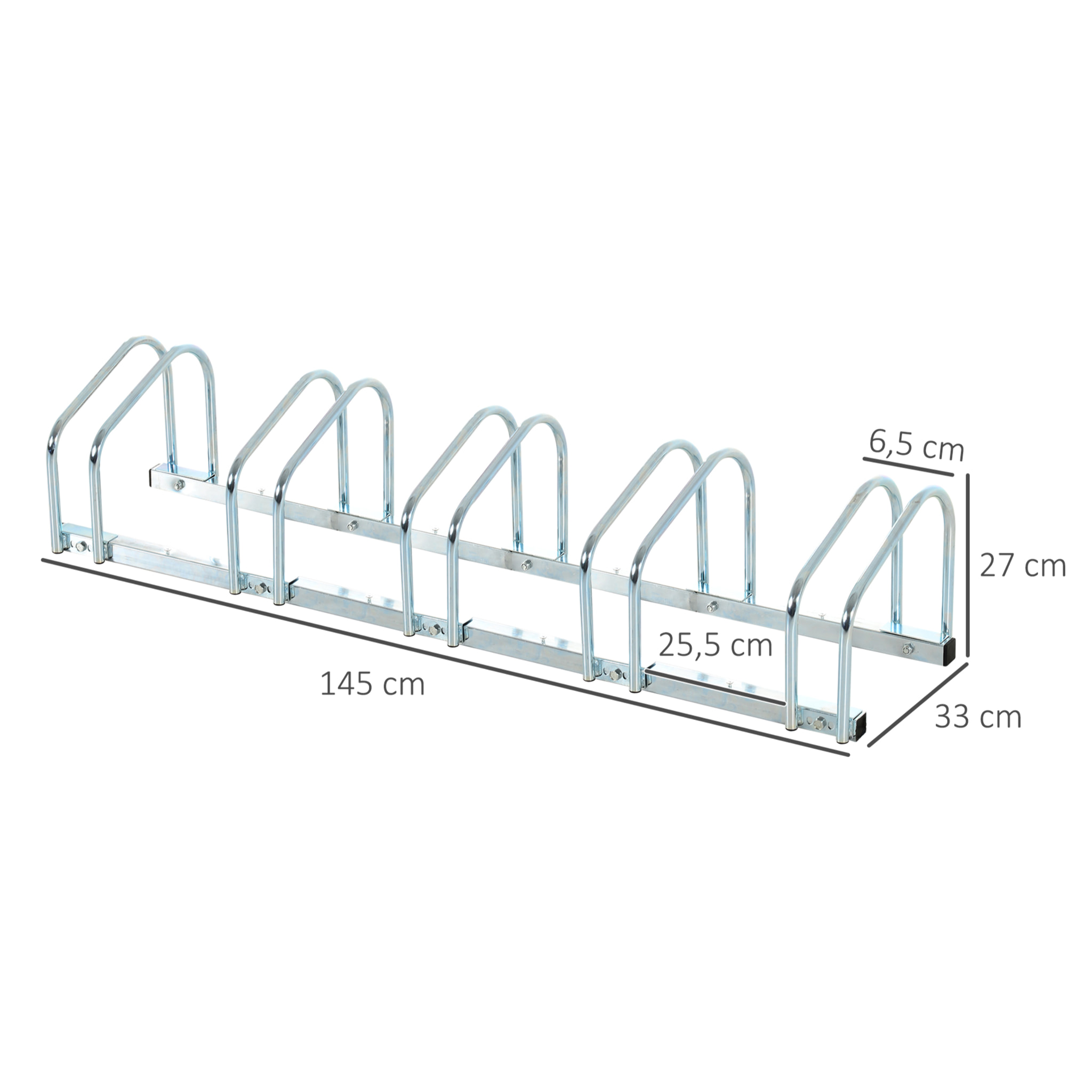 Râtelier pour 5 vélos dim. 145L x 33l x 27H cm acier galvanisé