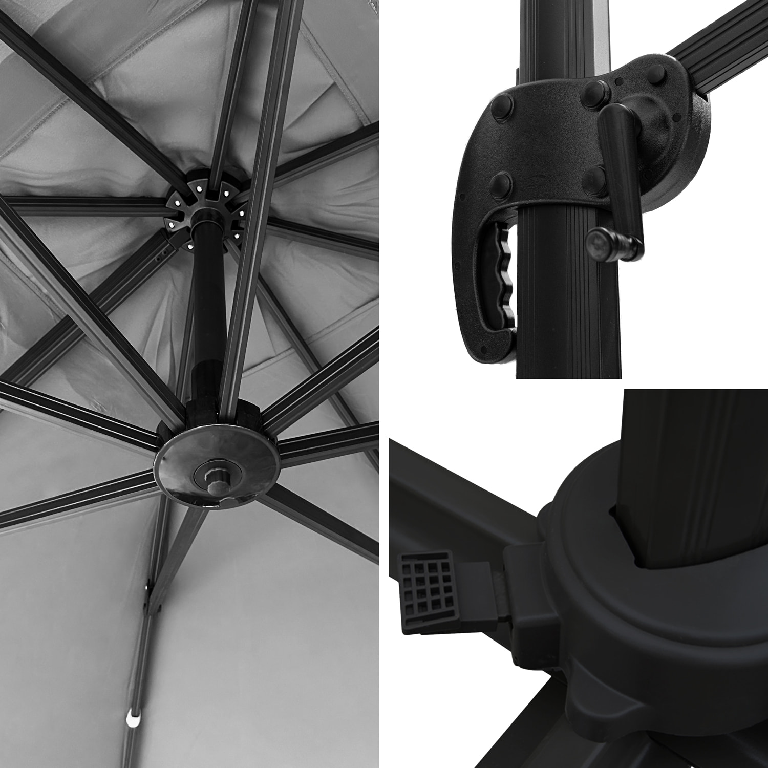 Parasol déporté MOLOKAI carré avec housse -