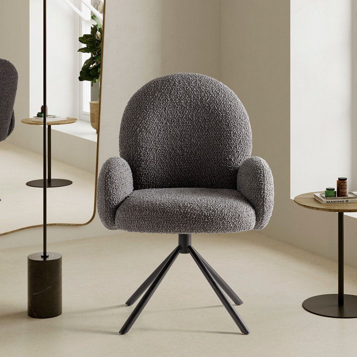 Fauteuil pivotant en tissu bouclé - OPALINE