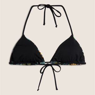 Top bikini a triangolo stampa foliage tropical all over