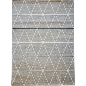 Tapis Lera motif géométrique scandinave, beige et gris