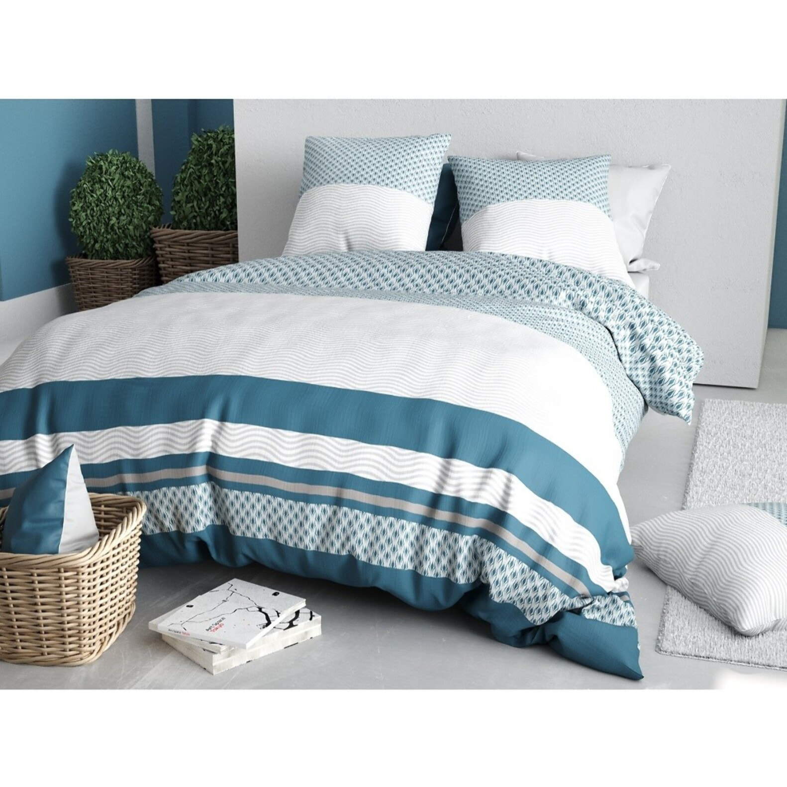 Parure housse de couette imprimée + 2 taies Nocturne